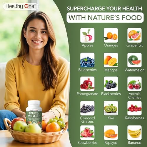Healthy Fruits & Veggies, 27-in-1 Formula, GLP1 Support, Superfoods - 150ct | Immun & GLP1 Support, 1 Serving = 3 Servings Fruits & Vegetables, Energy & Focus, High Fiber, Antioxidants, Kid Safe