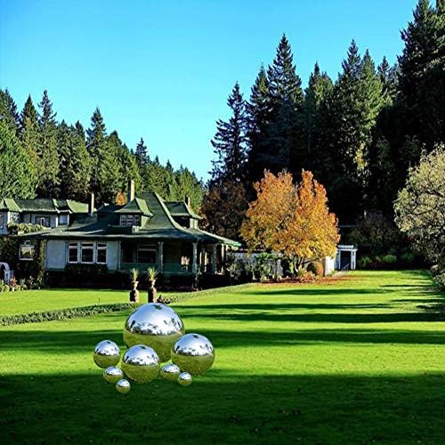 Stainless Steel Gazing Ball, 8 Pcs 42-200 mm Mirror Polished Hollow Ball Reflective Garden Sphere