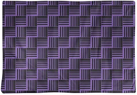Dana Strider Black & Color Basketweave Stripes Table Placemat, 18 x 14, Purple