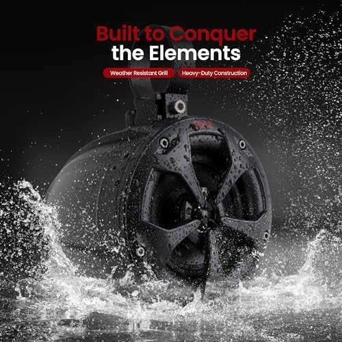 Pyle 4" Off-Road Bluetooth Waterproof Speakers -800W Peak Power Amplified Speaker System for ATV / UTV, Golf Cart, Boat, Aux Input Jack