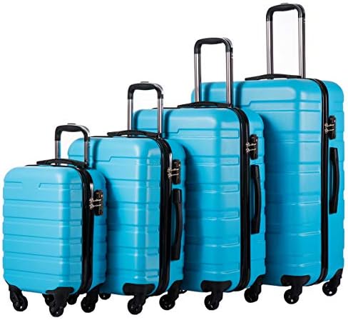 Coolife Luggage Set, Lightweight Durable Hardshell, 4 piece, Sakura Pink | suitcase set with 360° Spinner Wheels, TSA-approved Lock, Checked Family Travel, 16/20/24/28 Inch