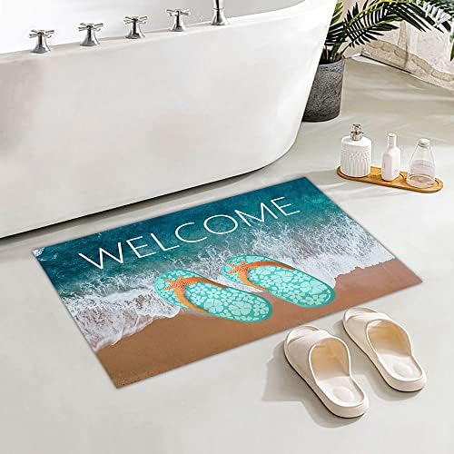 Flip Flops Welcome Mat,Beach Door Mat,Coastal Beach Doormat