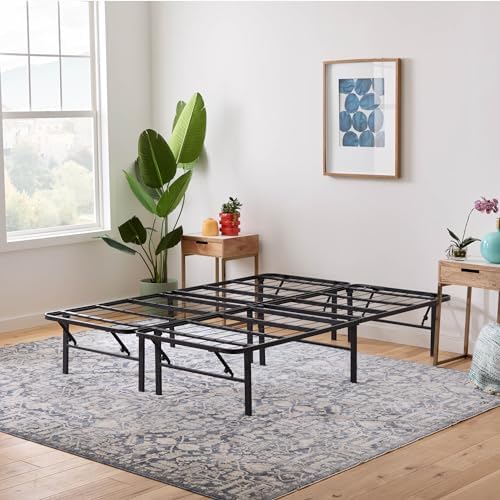 Linenspa Folding Metal Platform Bed Frame - Easy Assembly - Sturdy Steel - No Box Spring Needed - Underbed Storage - Mattress Foundation - 14" High