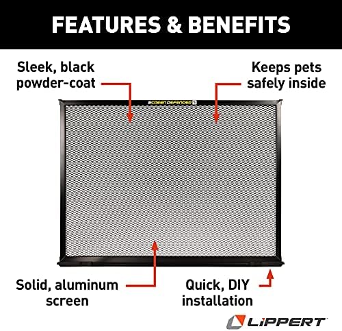 Lippert Components 859794 Screen Defender RV Entry Door Aluminum Screen Protector, 30-inch, Black
