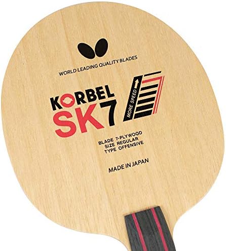 Butterfly Korbel SK7 Table Tennis Blade - 7-ply All-Wood Blade - Professional Butterfly Table Tennis Blade - Available in AN, FL, and ST Shakehand Handle Styles - Made in Japan