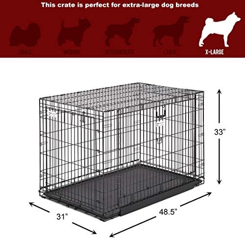 MidWest Homes for Pets Medium Ovation Double Door 30-inch Folding Metal Dog Crate, Front and Up & Away Side Doors, Space-Saving Design