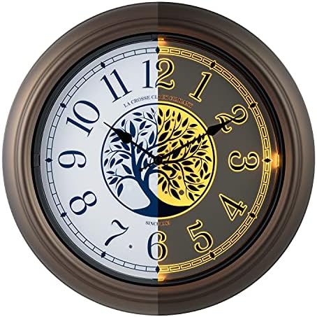 La Crosse Technology Indoor/Outdoor Lighted Dial Analog Quartz Wall Clock, 18" Dia. (403-3246BR)