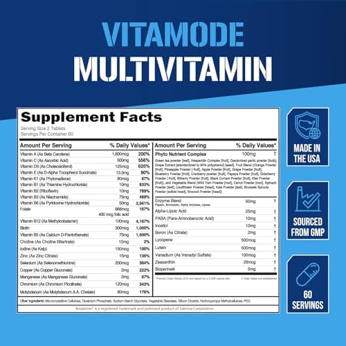 EVL Vitamode - Advanced Daily Men's Multivitamin - 60 Servings | Essential Minerals - Phytonutrient Complex - Active Mens Vitamins for Energy with