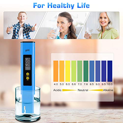 Digital pH Meter Tester Pen for Water, Pre-Calibrated, High Accuracy ±0.01, 0–14 pH Range, Pocket Size for Drinking Water, Pool