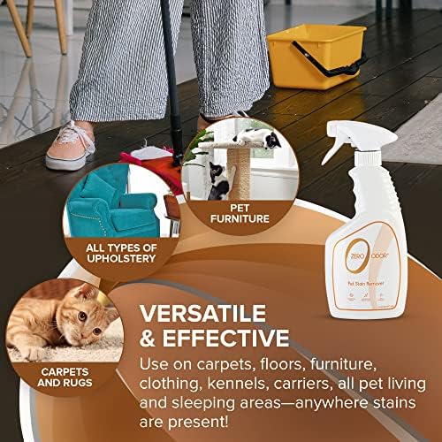 Zero Odor - Pet Stain Remover & Odor Eliminator - Permanently Remove Stain & Odor with Patented Technology Best for Carpet, Furniture, Floors