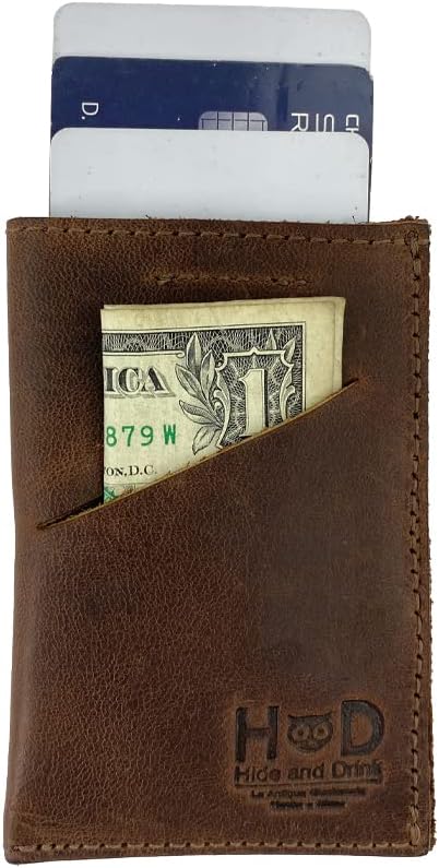 Hide & Drink, Soft Leather Wallet & Card Sleeve, Handmade Includes 101 Year Warranty (Bourbon Brown)