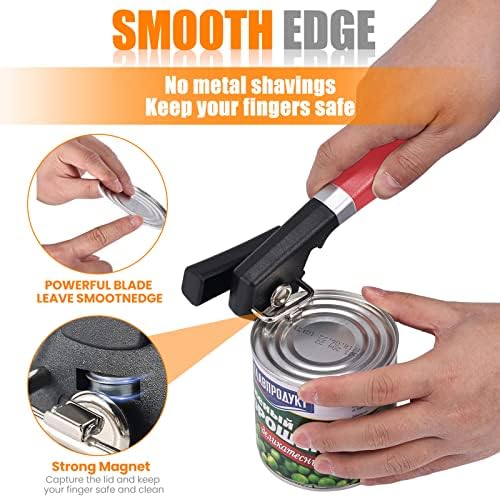 Side Cut Can Opener, Smooth Edge Manual Can Opener, Black