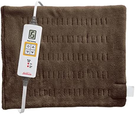 Sunbeam Premium Heating Pad with XpressHeat Technology, Standard Size, Brown