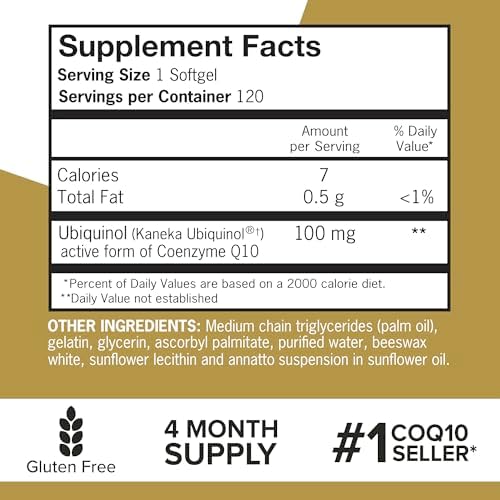 Qunol Ubiquinol 100mg, Powerful Antioxidant for Heart Health, 120 Softgels | #1 Cardiologist Recommended Supplement for Heart Health, Coenzyme Q10 Supplement to support Vascular Health & Cellular Energy