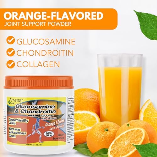 Arymar Glucosamine Chandroitin Powder (1500mg/1200mg) - Joint Health Support Supplement - Helps Maintain Mobility & Flexibility - High Absorption Formula - 300g (10.5 oz)