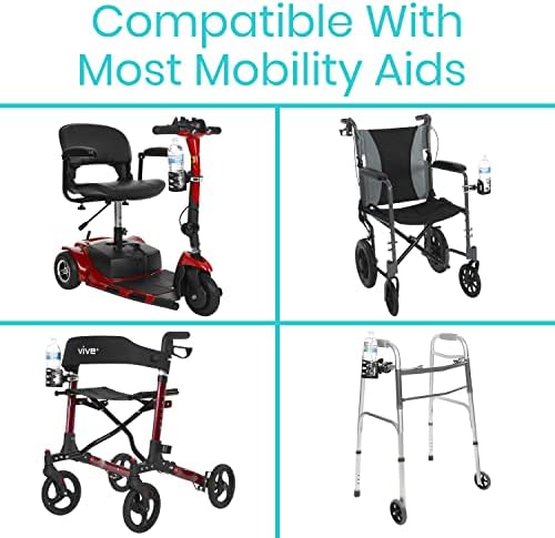 Vive Cup Holder for Walker, Wheelchair, Accessories, Stroller, Adults | Universal Clip-On Cup Holder for Bikes, Boats, Kayaks, Motorcycles