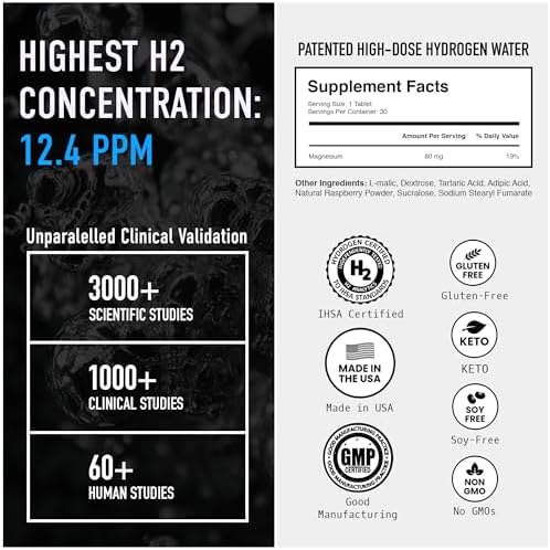 DrinkHRW REJUVENATION Molecular Hydrogen Water Tablets Unflavored, 30 Count