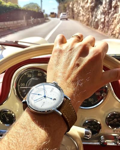 FEICE Bauhaus Mechanical Watch Men's Analog Waterproof Automatic Casual Dress Watches with Domed Mirror Leather Bands Date -FM202