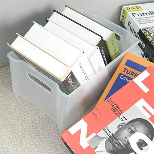Tyminin Plastic Stackable Fridge Storage Basket Freezer Bin, 4 Packs