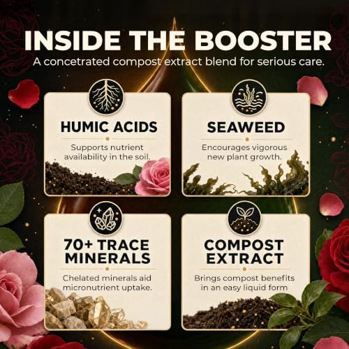 Great Big Roses Fertilizer Booster for Rose & Flower Gardens, 32 Ounce | Organic; For Roses, Flowers, Hydrangeas & Flowering Shrubs; Mix 4 oz per gal water; More Blossoms & Better Root Uptake