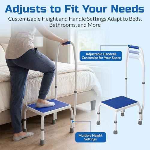 Step Stool with Handle for Elderly, Bed Step Stools for Seniors WithHandles