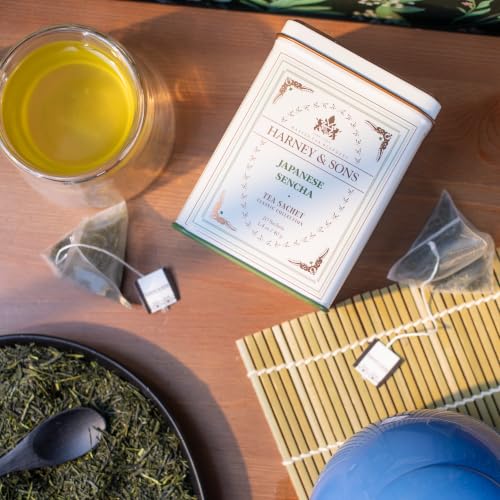 Harney & Sons Classic Japanese Sencha Green Tea, 20 Sachets in Tin | Japanese sencha green tea from Shizuoka with a smooth, fresh flavor. Contains caffeine.