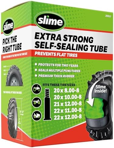 Slime 30014 Inner Tube for riding lawn mowers, ATVs, quads, tractors and other farm equipment, Extra Strong, Includes Self-Sealing Slime Sealant, Heavy Duty, 15x6.00-6" / 5.30/4.50-6" / 13x5.00-6"