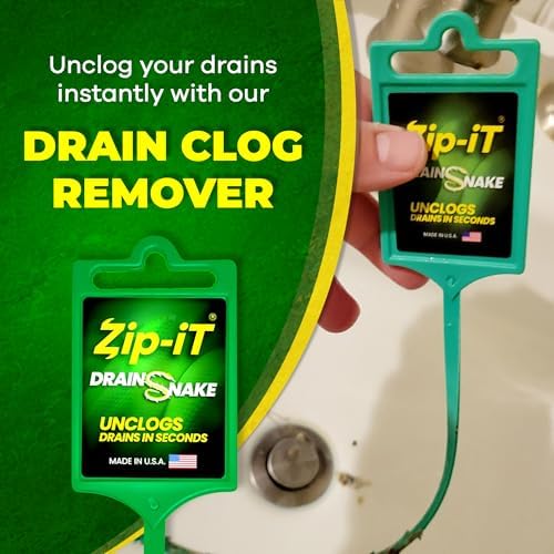 The original Zip-It Hair Clog Remover 25-inch Overall Length Drain Snake Cleaner (3-Pack), Unclog Your Sink, Shower