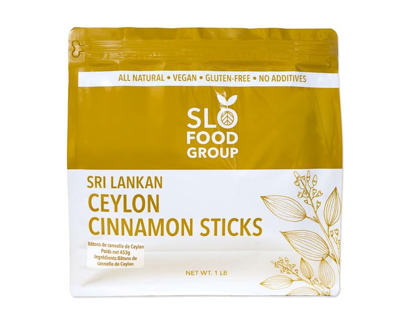 Slofoodgroup -Ceylon Cinnamon Sticks - 1 Lb - Pure Ceylon Cinnamon Quills -5 Inch Cut Cinnamon Spice from Sri Lanka, True Cinnamon - Cinnamomum Verum