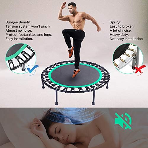 40" Mini Trampoline for Adults, Fitness Rebounder with Elastic Bands, Indoor Exercise Trampoline, Low Impact Workout Equipment for Home Gym
