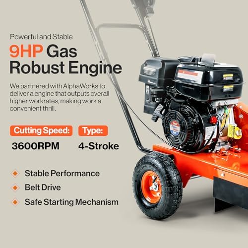 SuperHandy 9HP Gas Stump Grinder, 12-Inch Cut, 6 Carbide Teeth | Gas stump grinder for removing stumps in yards and landscaping