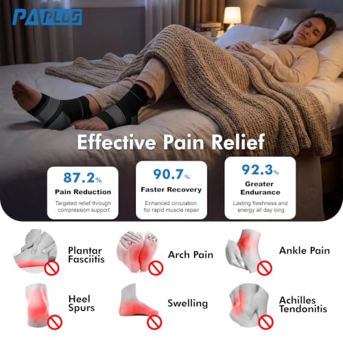 PAPLUS 6 Pairs Plantar Fasciitis Socks, Compression Socks with Arch Support