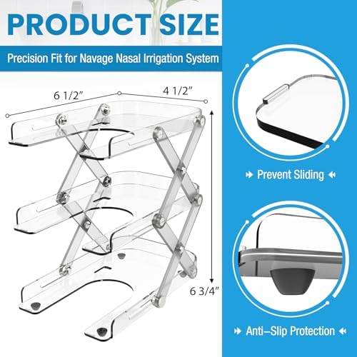 SDSNTE Countertop Caddy–3-Tier Collapsible Storage Organizer Compatible with Navage Nasal Irrigation System