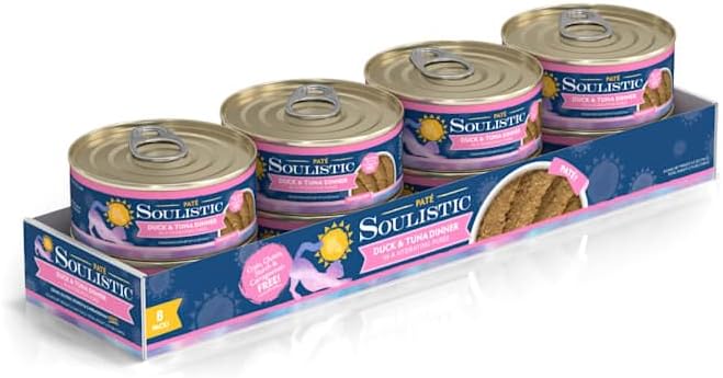 Soulistic Pate Duck & Tuna Dinner in a Hydrating Puree Wet Cat Food, 5.5 oz., Case of 8