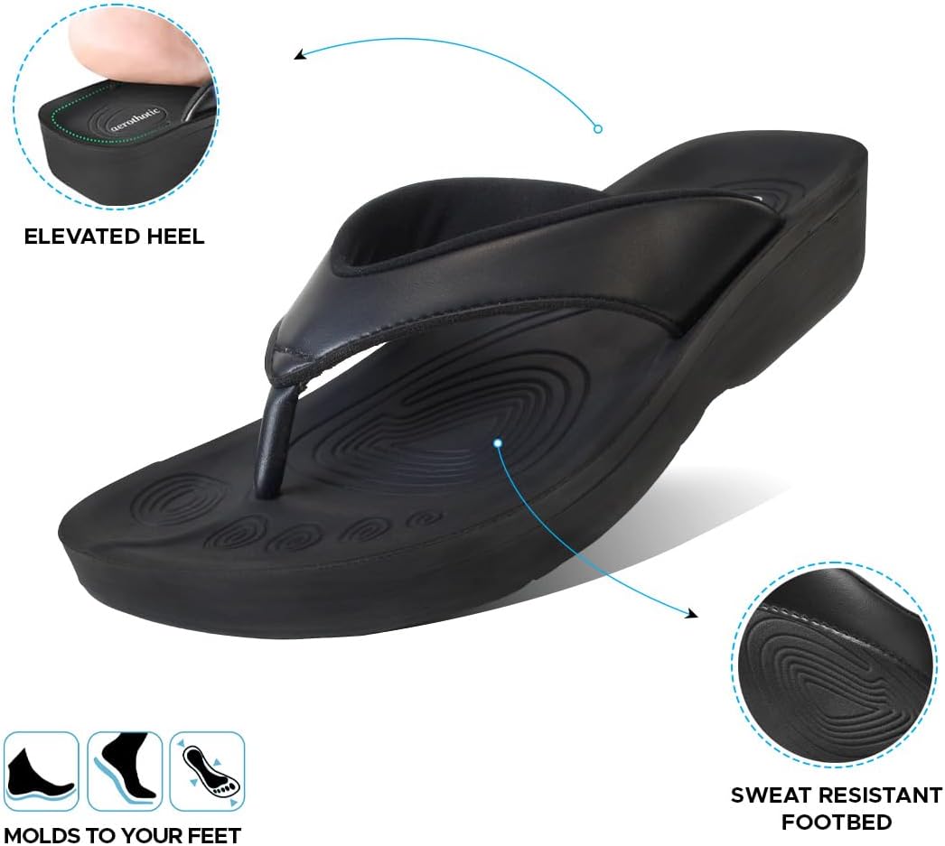 AEROTHOTIC Comfortable Arch Support Flip Flops for Women Orthotic Sandals