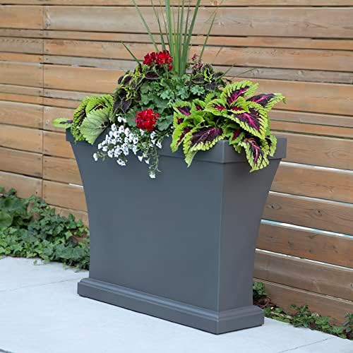 Mayne Bordeaux 40in Rectangular Trough Planter, Black | All season, Indoor/Outdoor, Double-wall design, Fade resistant, 15-year warranty