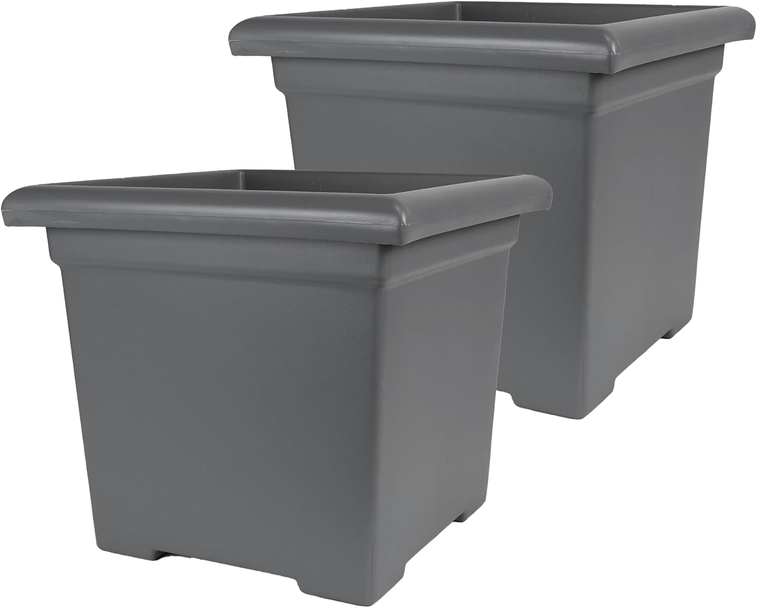 The HC Companies Accent Square Plant Pot w/Drainage - Classic Planters for Outdoor Plants & Indoor Plants - Lightweight & UV-Resistant Square Planter Box (15.5”, Sandstone, Pack of 1)