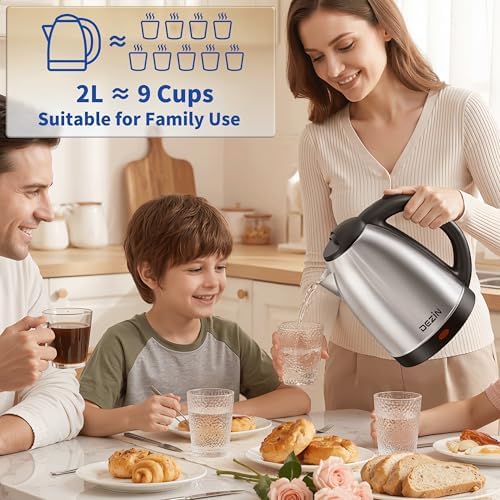 DEZIN 2L Electric Kettle, Fast Boil Electric Tea Kettle, 1000W Water Boiler