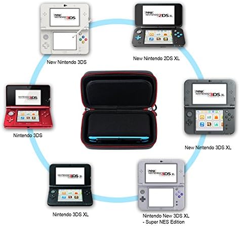 Smatree Carrying Case for Nintendo 3DS XL/2DS XL | Hard Protective Shell Travel Case for Nintendo New 3DS - Super NES Edition-Black/Red