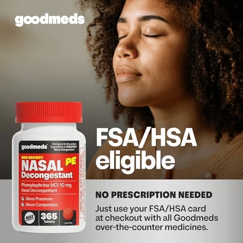 Nasal Decongestant PE Non-Drowsy for Adults | Maximum Strength Phenylephrine HCl 10mg to Relieve Sinus Pressure from Cold or Allergies | Comparable