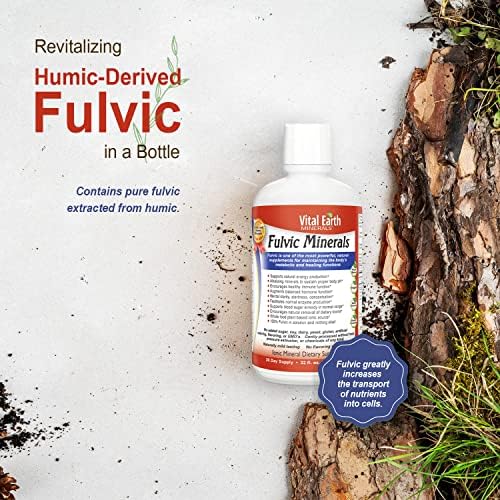 Vital Earth Minerals Fulvic Minerals Liquid – Fulvic Acid Supplement with 70+ Trace Minerals, Electrolytes for Energy & Vitality, 32 Oz + 1 Oz Cup