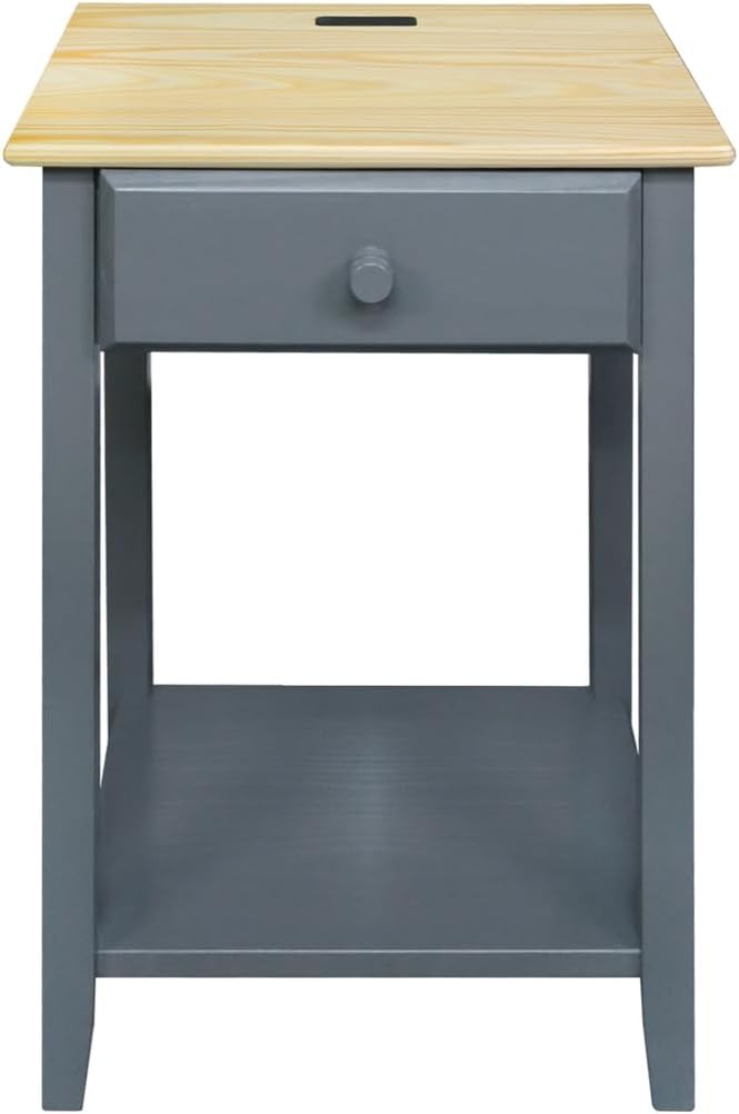 Casual Home Owl Night Stand with USB Port Charging Station and Drawer, 17.5"W x 14.25"D x 24.5"H, Espresso