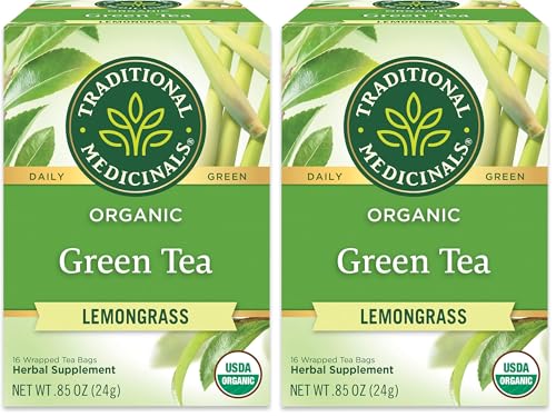 Traditional Medicinals Organic Green Tea Ginger, 16 Tea Bags | Promotes Healthy Digestion, Occasional Nausea & Indigestion Relief, Kosher, Non-GMO