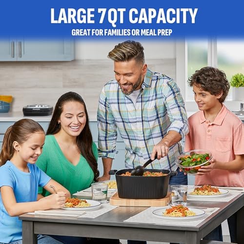 STIRMAX PLUS 7.5QT Digital Multi-Cooker with Auto Stir | 9-in-1 multicooker with automatic stirring, sauté, sear and 7.5QT family-size capacity.