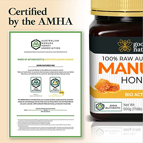 Manuka Honey Medical Grade - Raw Australian Manuka Honey MGO 850+ | Good Natured - AMHA Certified - Lab Tested - Non-GMO - BPA-Free - Premium Quality - Product of Australia - 8.8 oz