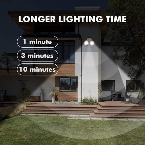 LUTEC Shrimp P6221B-PIR24 2000 Lumen 18 Watt 26 LED Motion Activated Integrated Dual-Head Floodlight Outdoor, IP54 Waterproof Exterior Security Wall Light for Patio, Garden, Yard-Black