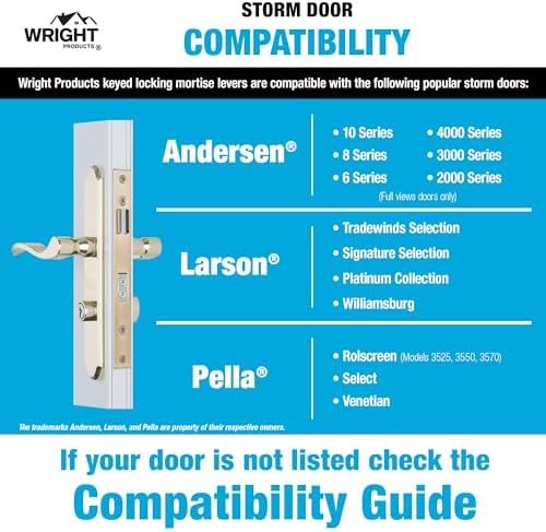 Wright Products - Serenade Mortise Keyed Lever Mount Latch with Deadbolt for Screen and Storm Doors, Polished Brass | Deadbolt, Screen and Storm Doors