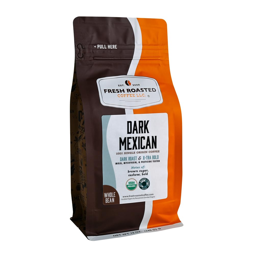 Fresh Roasted Coffee, Dark Brazil Whole Bean Coffee, Med-Dark Roast, Kosher, 5 lb (80 oz)