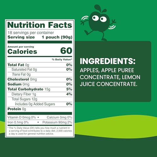 GoGo squeeZ No Sugar Added Applesauce, Apple Apple, 18 Count | Kids on the go fruit snack made with applesauce & fruit puree; 3.2 oz pouches, gluten and nut free, recloseable cap, BPA-free