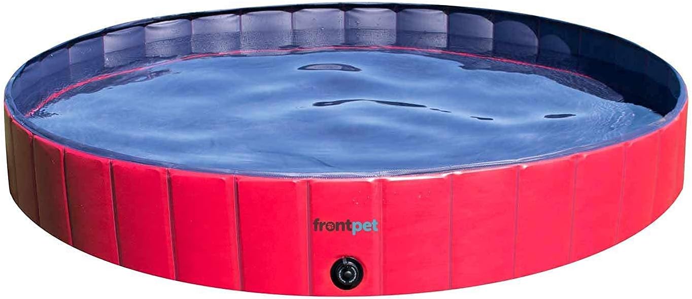 XL Foldable Pool - 60" Width Swimming Pool for Large Dogs & Kids, Non-Slip Scratch Resistant Hard Plastic Shell, Portable Pet Pool